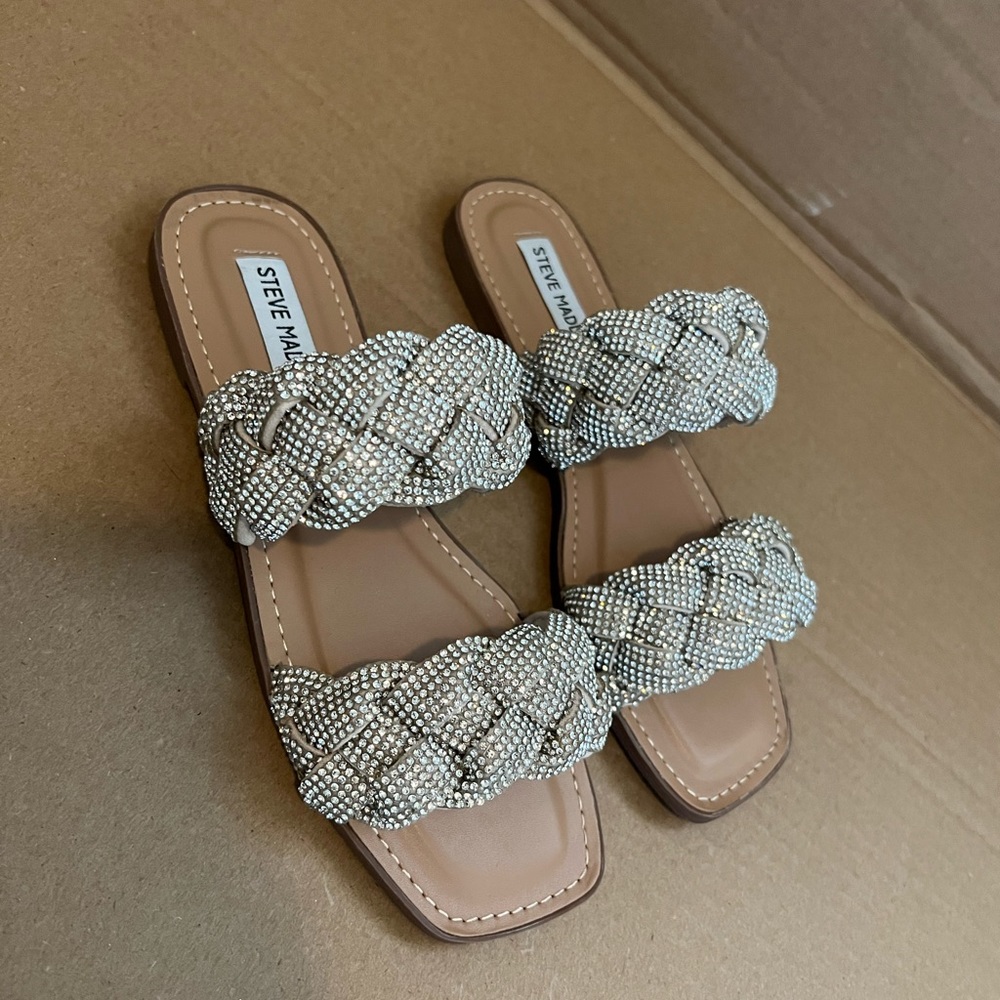 Steve Madden rhinestone braided sandals size 6
